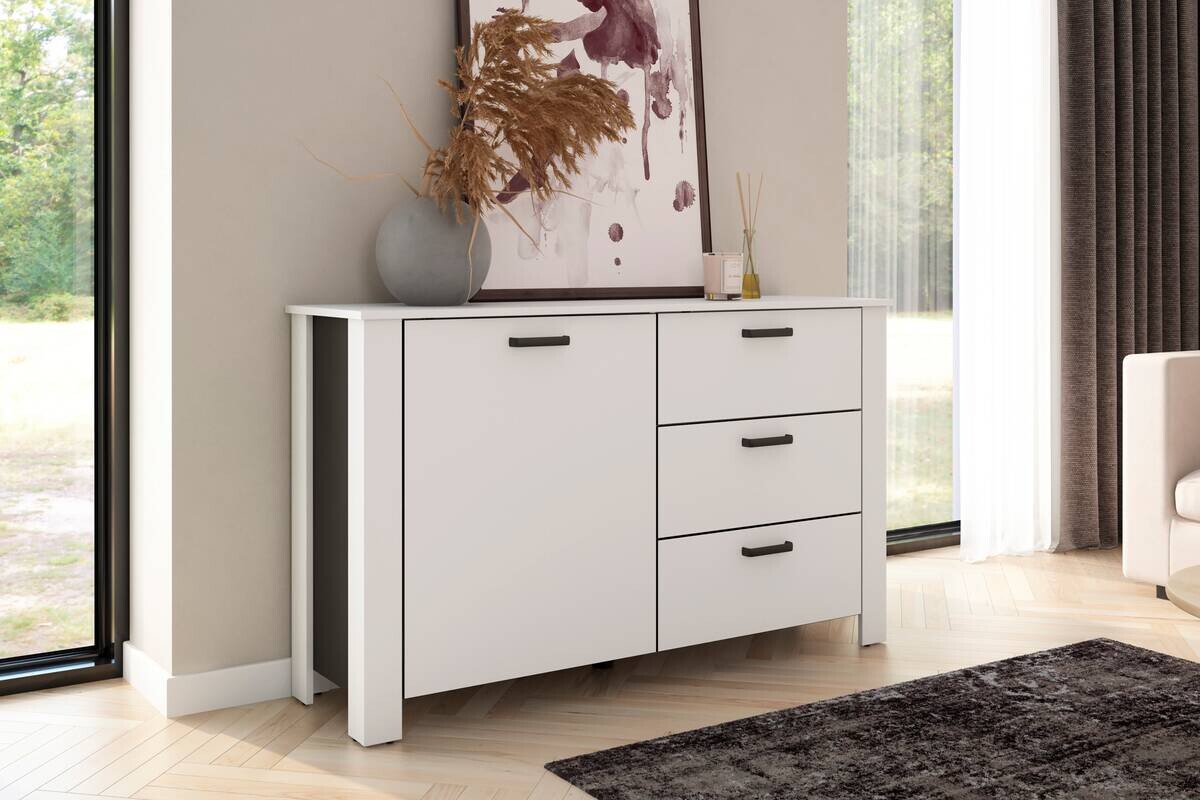 Sideboard FARO weiß schwarz B/H/T: ca. 140x84x40 cm