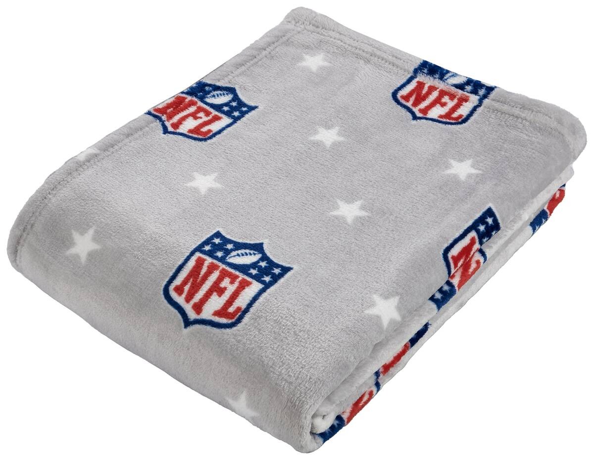 NFL Wohndecke NFL grau weiß rot 100% Polyester B/L: ca. 130x160 cm