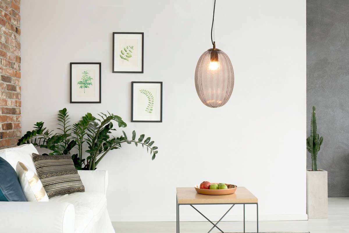 Kayoom Pendelleuchte Virgina 125 grau Glas Eisen B/H/L: ca. 23x36x23 cm E27 1 Brennstellen