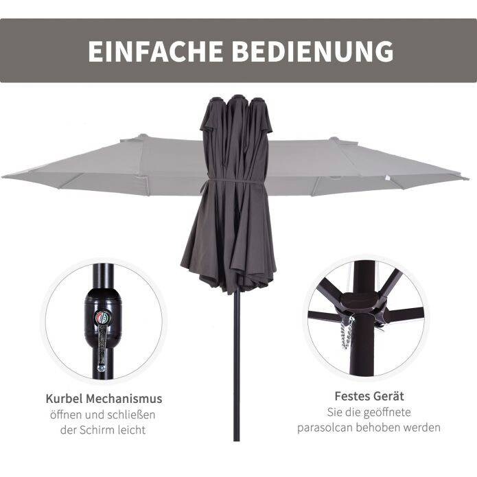 Outsunny Marktschirm grau Metall B/H/L: ca. 270x240x460 cm