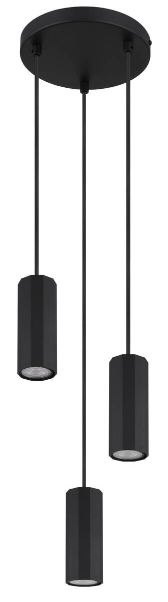 GLOBO Pendelleuchte JAMES 57918-3HB mattschwarz Metall Kunststoff H/D: ca. 120x21 cm GU10 3 Brennstellen