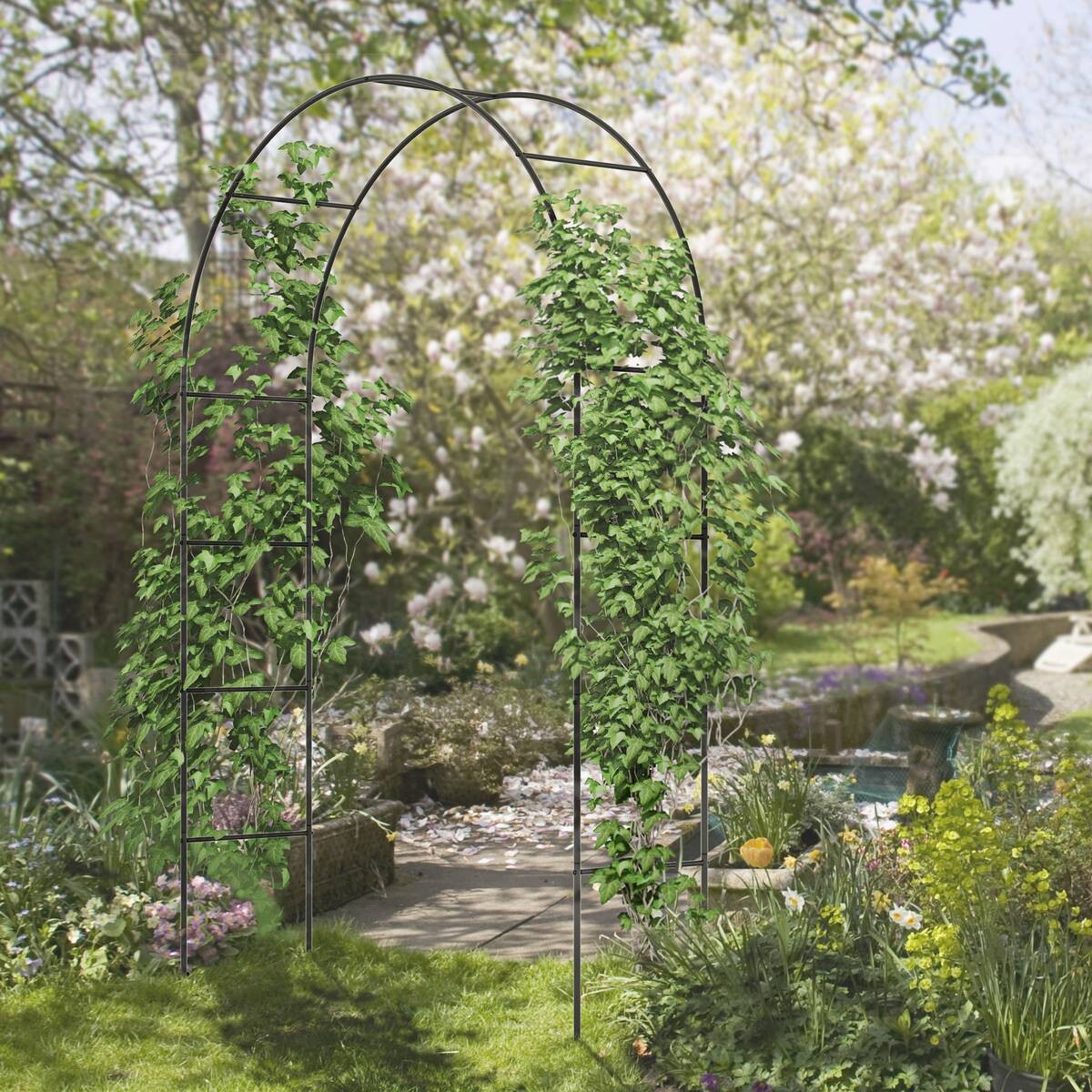 Outsunny Rosenbogen mit Metallrahmen schwarz B/H/L: ca. 40x240x140 cm