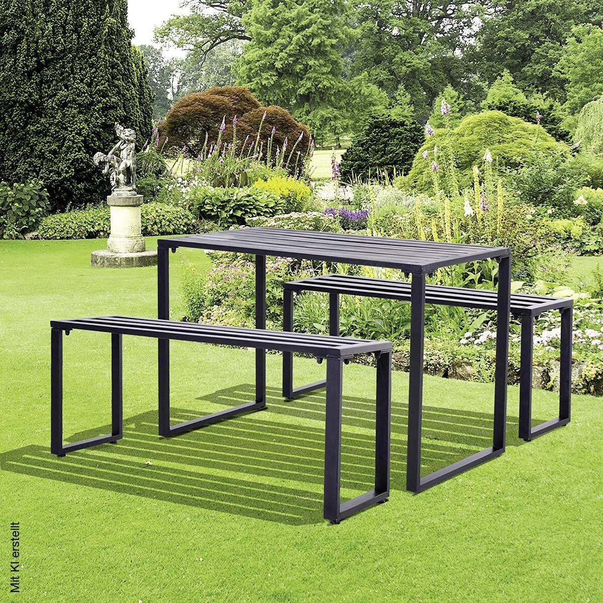 Outsunny Gartengarnitur schwarz Metall
