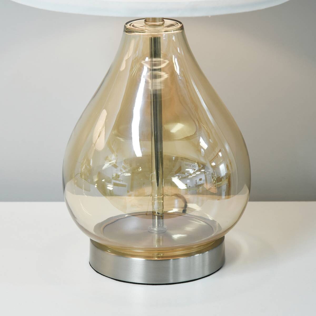 HOMCOM 2er-Tischleuchtenset B31-251 goldgelb cremeweiß silber Leinen Stahl Glas B/H/T: ca. 30x56x30 cm E27 1 Brennstellen