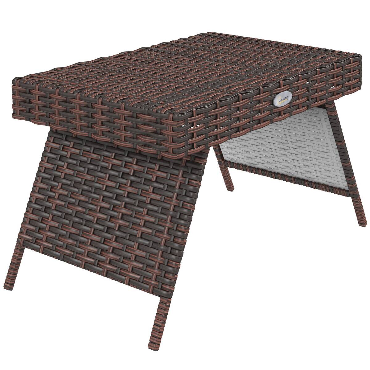 Outsunny Beistelltisch braun Polyrattan B/H/L: ca. 41x60x41 cm