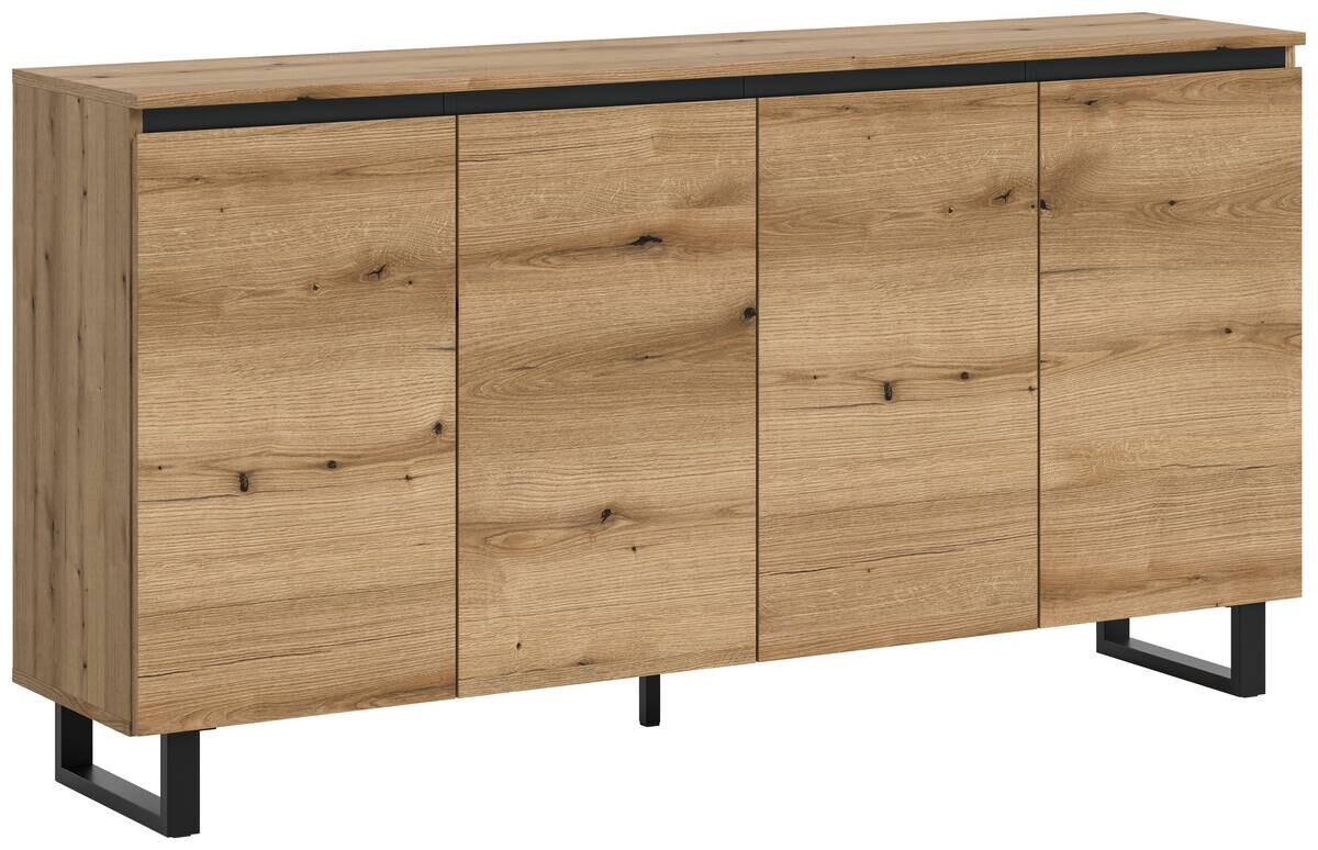 Sideboard Tomasa Evoke Oak Nachbildung schwarz B/H/T: ca. 160x84x36 cm