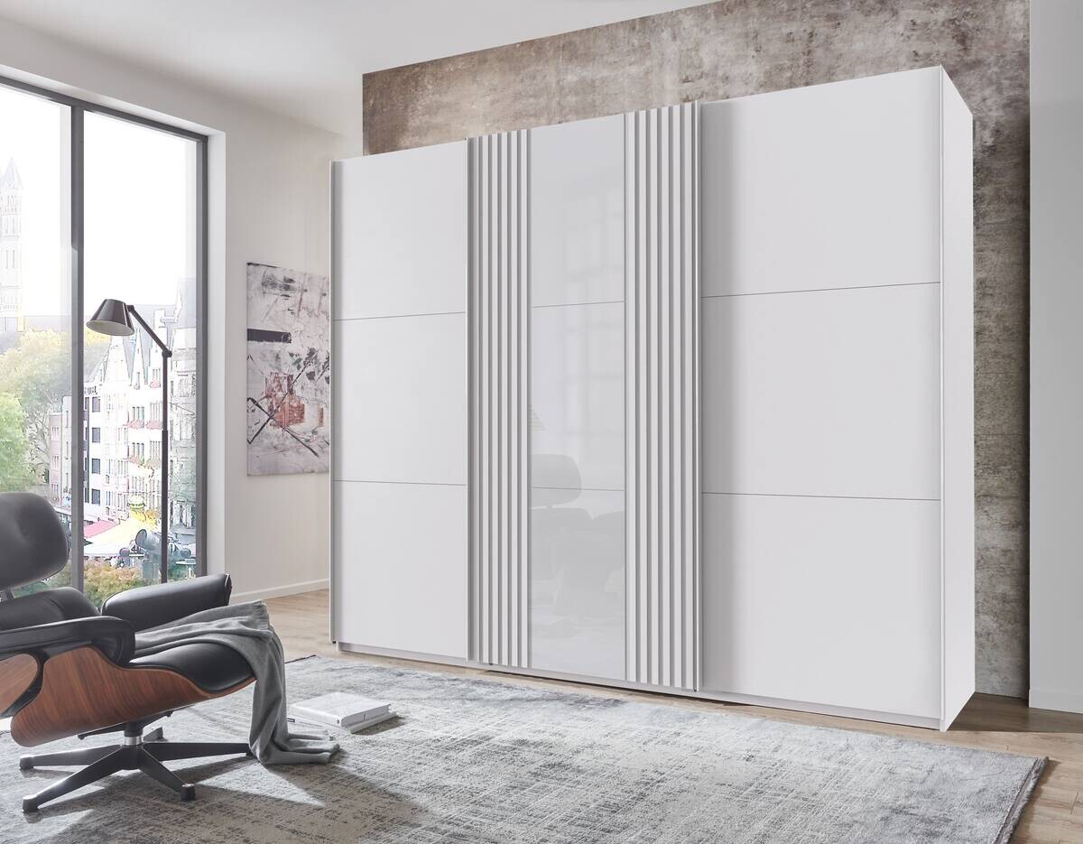 Schwebetürenschrank Atlanta weiß B/H/T: ca. 250x216x65 cm