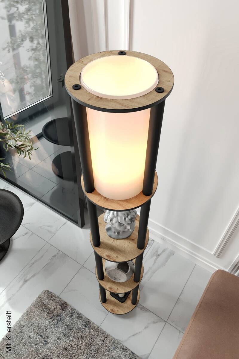 Opviq Stehlampe nussbaum MDF PVC B/H/T/L/D: ca. 17x150x17x17x17 cm E27 1 Brennstellen