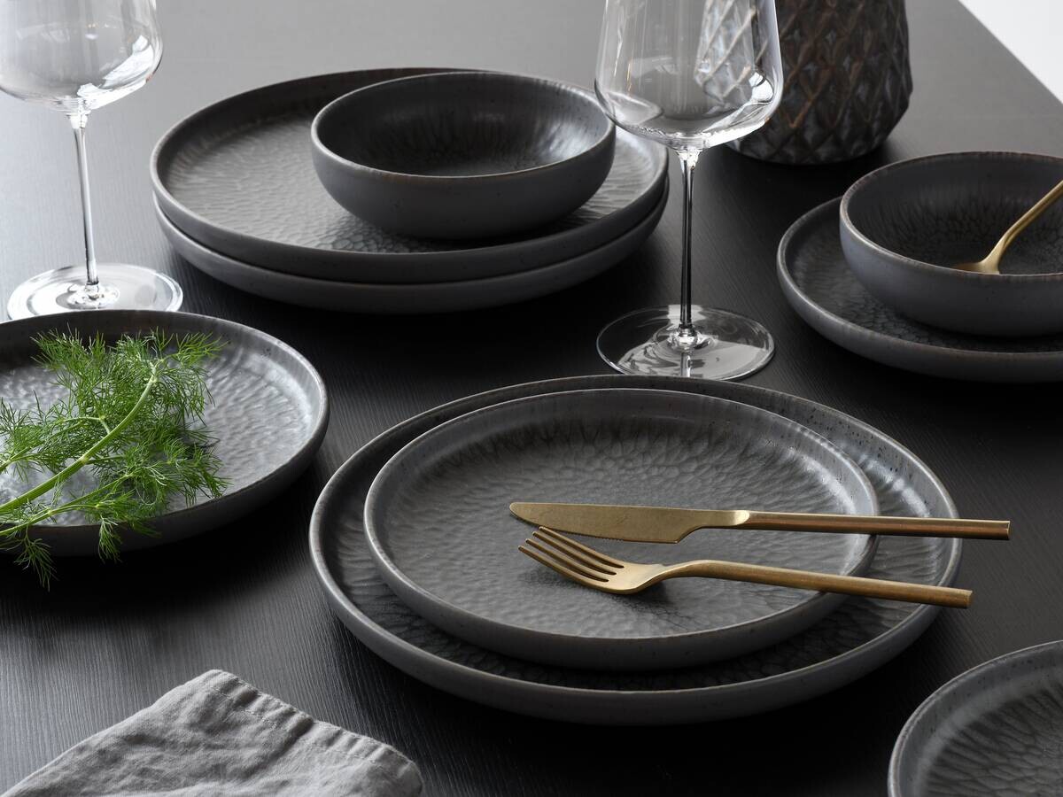 CreaTable Tafelservice Uno grau Steinzeug 12 tlg.