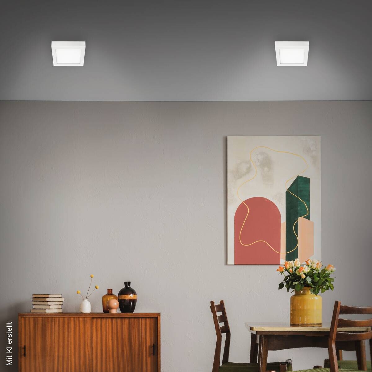 GLOBO LED-Deckenleuchte Fire weiß Metall B/H/T: ca. 17x3,2x17 cm