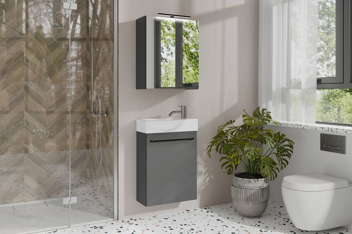 Spiegelschrank SPREE anthrazit B/H/T: ca. 50x60x15 cm