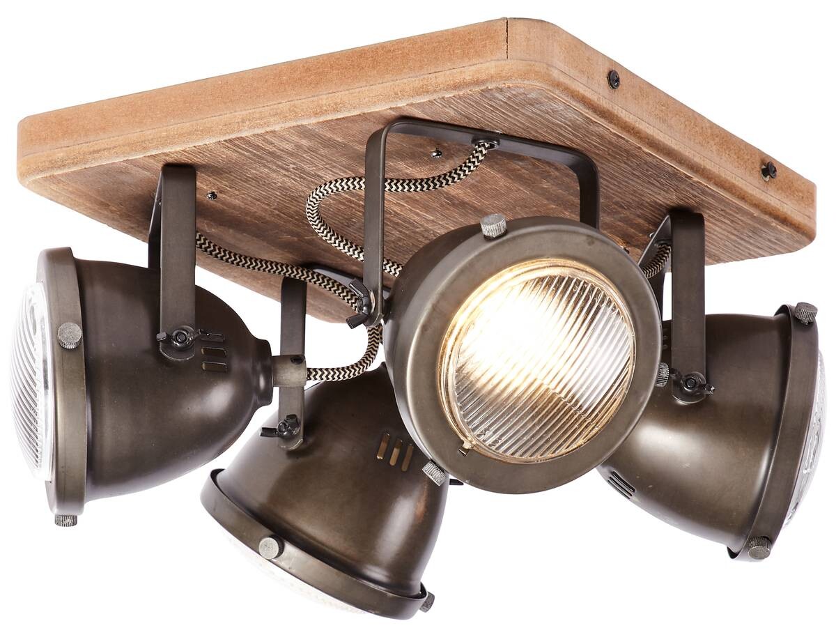 Brilliant Deckenleuchte Carmen Wood 72035/84 braun Metall Holz B/H/L: ca. 29x17,5x29 cm GU10 4 Brennstellen