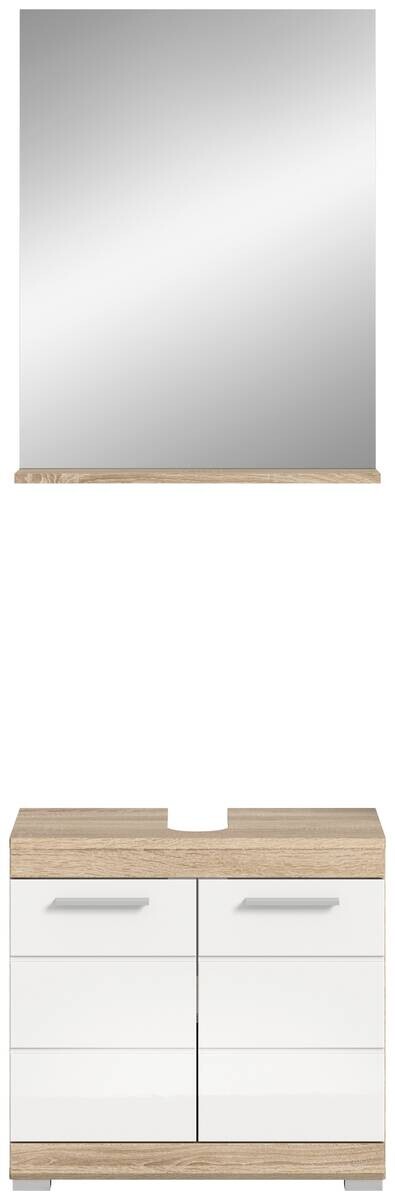 Badezimmer-Set Lambada Eiche Sonoma Nachbildung weiß Hochglanz B/H/T: ca. 60x191x34 cm