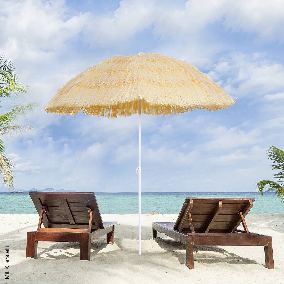 Outsunny Hawaiischirm beige Stahl H/D: ca. 190x160 cm