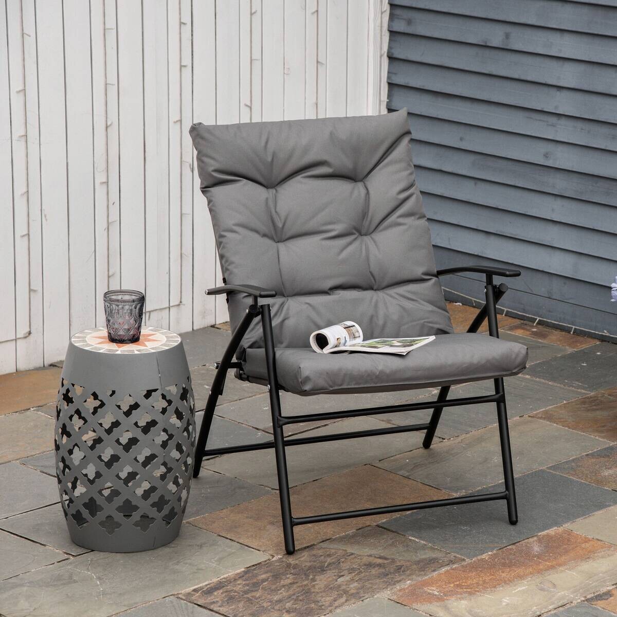 Outsunny Campingstuhl grau Metall B/H/L: ca. 65x94x65 cm