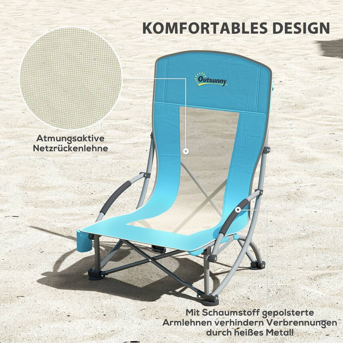 Outsunny Campingstuhl blau Metall B/H/L: ca. 58x79x70 cm