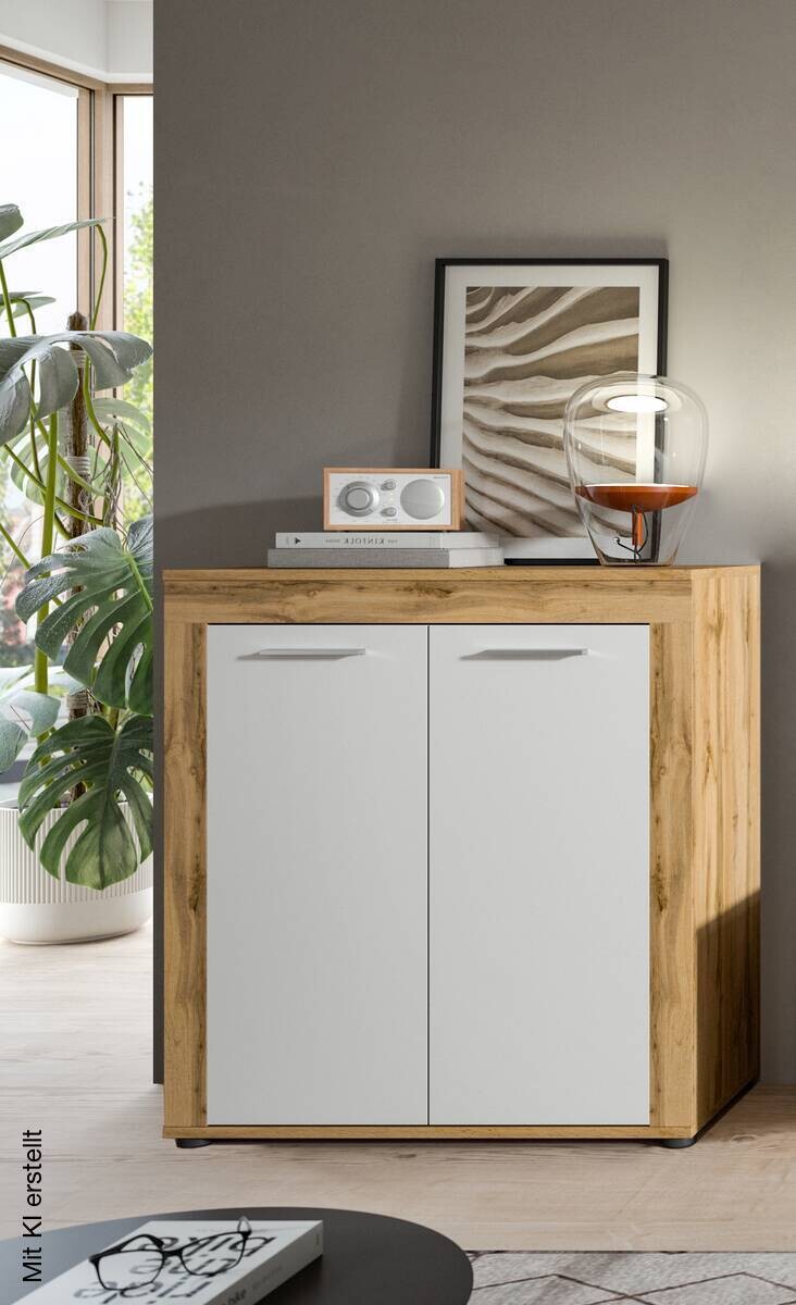 Highboard Jam Eiche Wotan Nachbildung weiß B/H/T: ca. 80x88x35 cm