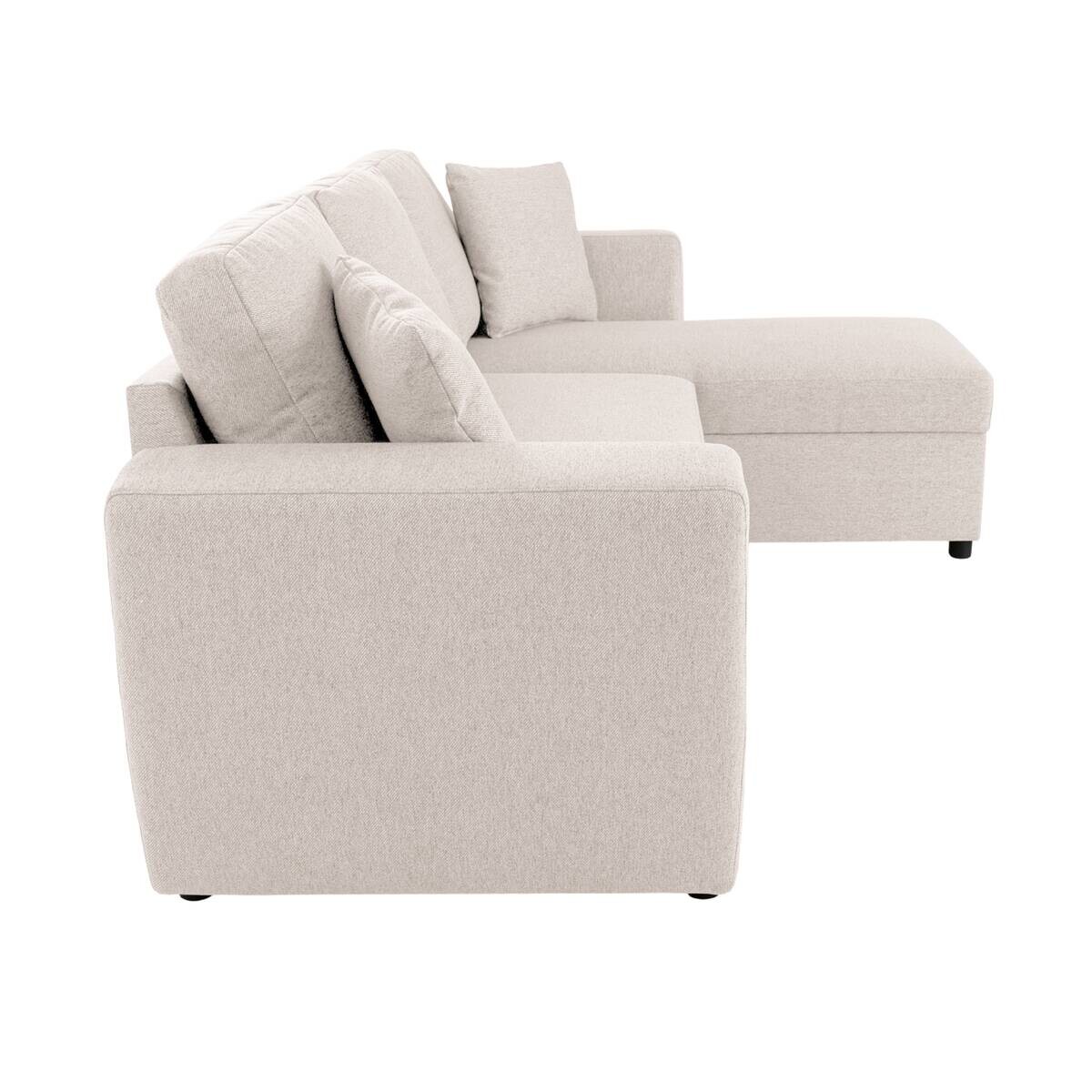 Ecksofa mit Bettfunktion und Bettkasten beige Webstoff B/H/T: ca. 234x86x144 cm