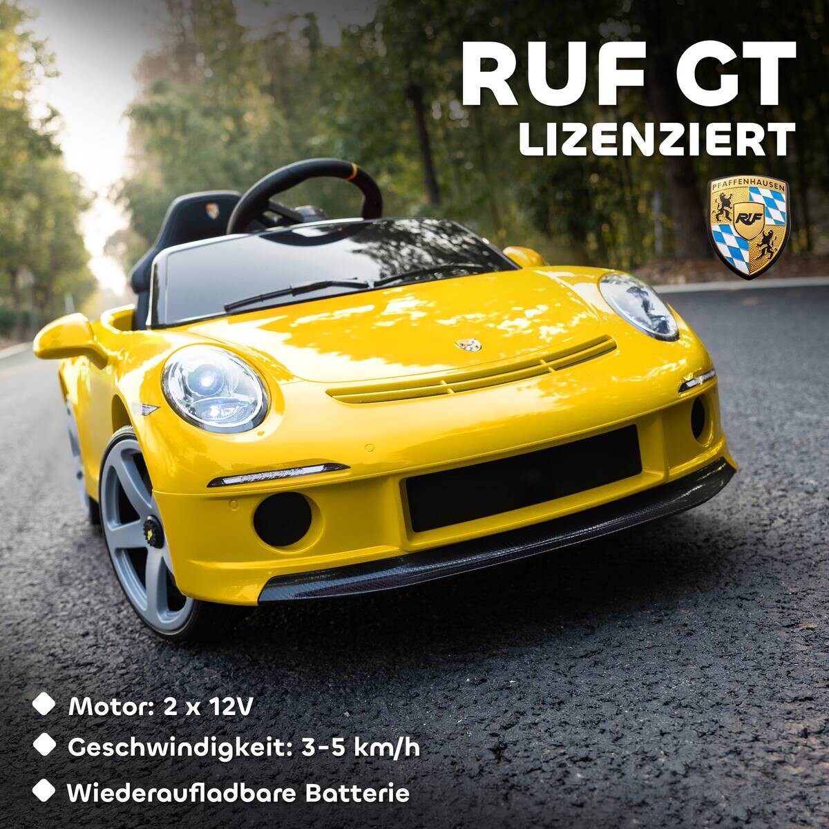 AIYAPLAY Kinder Elektroauto gelb B/H/L: ca. 65,5x47x108 cm