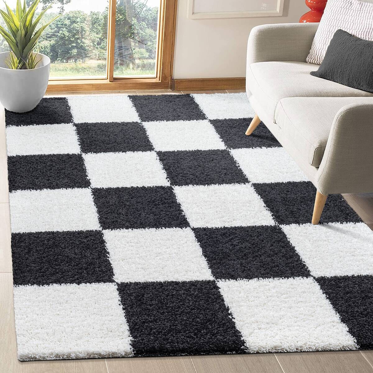 Sanat Hochflorteppich MILANO schwarz B/L: ca. 140x200 cm