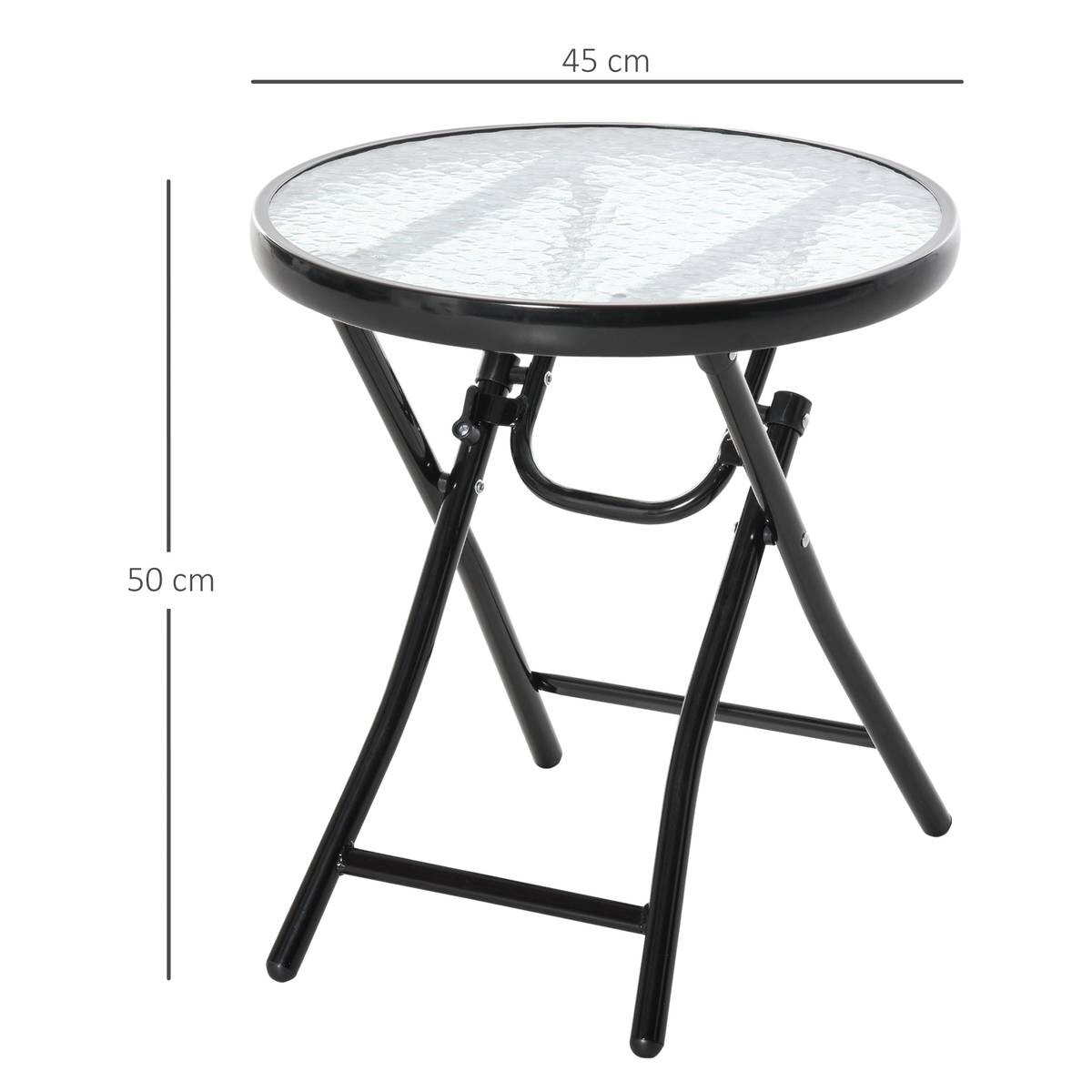 Outsunny Gartentisch schwarz Metall H/D: ca. 50x45 cm
