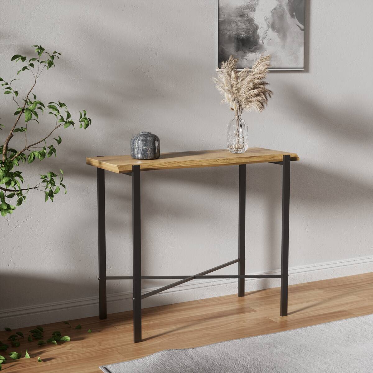 Konsole Almira Eiche Nachbildung schwarz B/H/T: ca. 90x75x38 cm