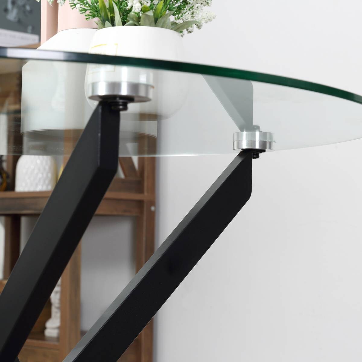Beistelltisch 839-079 schwarz Glas Stahl B/H/T: ca. 80x75x80 cm
