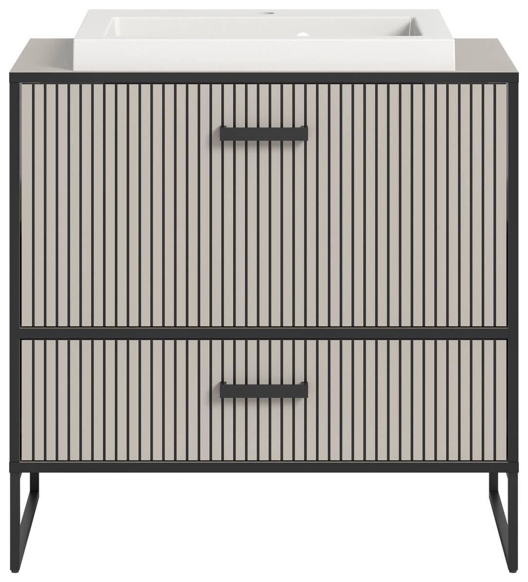 Waschplatz BAGNO schwarz Kaschmirgrau Nachbildung B/H/T: ca. 80x84x48 cm