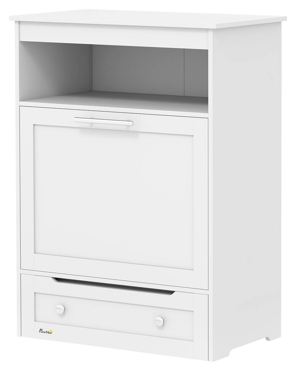 PawHut Haustier-Futterschrank weiß MDF B/H/L: ca. 35,5x82x61 cm