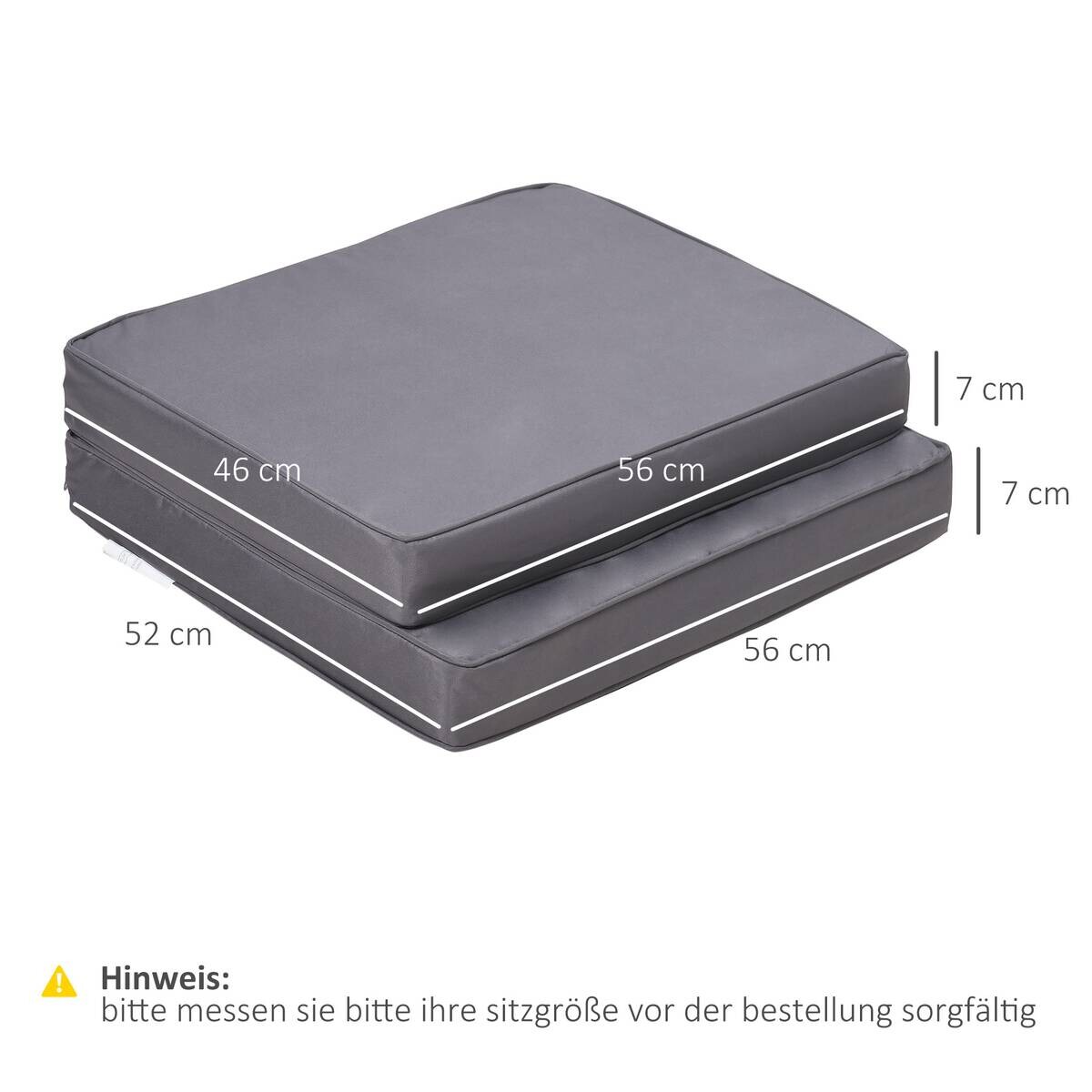 Outsunny Sitzkissen-Set hellgrau Polyester B/H/L: ca. 52x7x56 cm