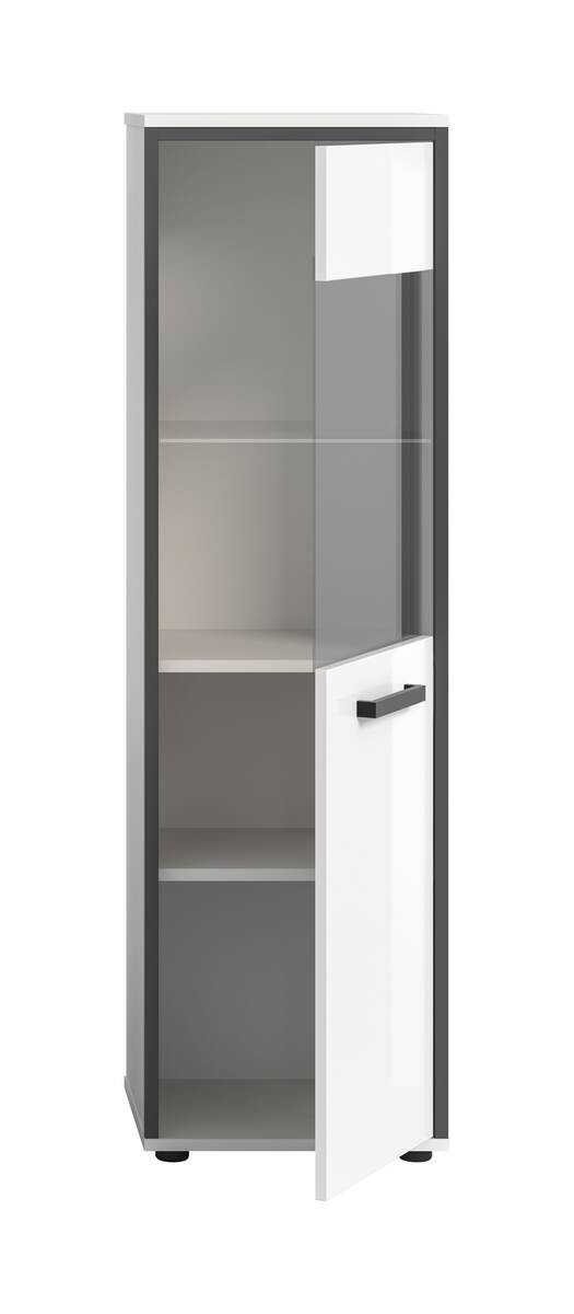 Midischrank KOJAK weiß Hochglanz anthrazit grau B/H/T: ca. 40x139x34 cm