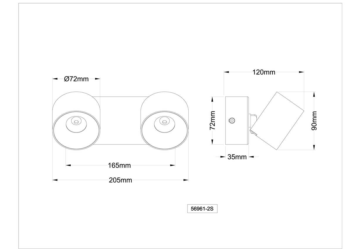 GLOBO LED-Strahler sand Aluminium Kunststoff Metall B/H/L: ca. 8,5x17,5x10,5 cm 2 Brennstellen
