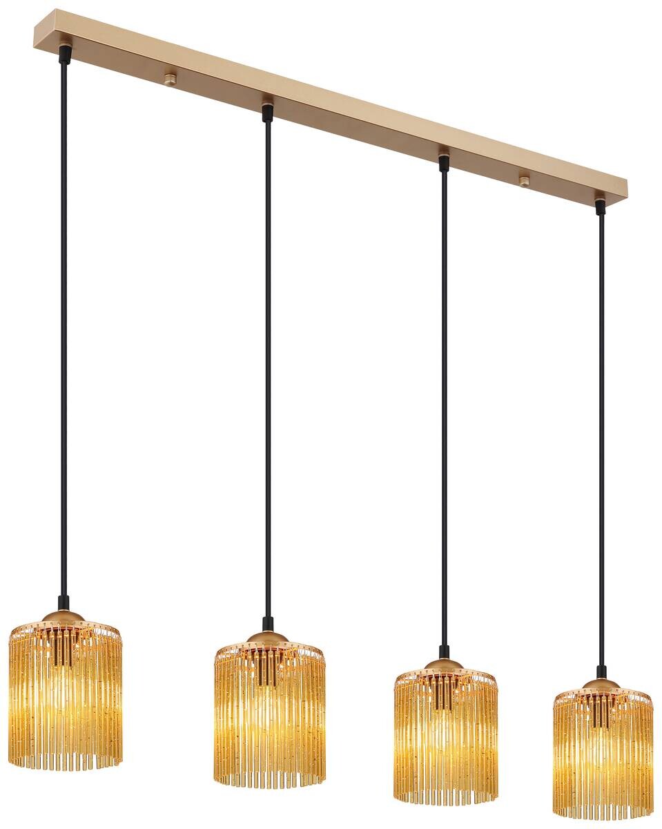 GLOBO Pendelleuchte LEEDS 33080445 gold schwarz amber Metall Kunststoff B/H/L: ca. 87x133x12 cm E14 4 Brennstellen