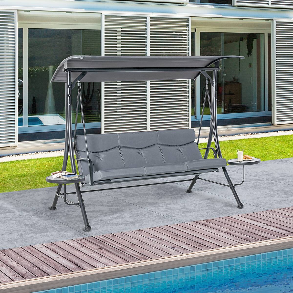 Outsunny Hollywoodschaukel grau Polyester B/H/L: ca. 125x177x271 cm