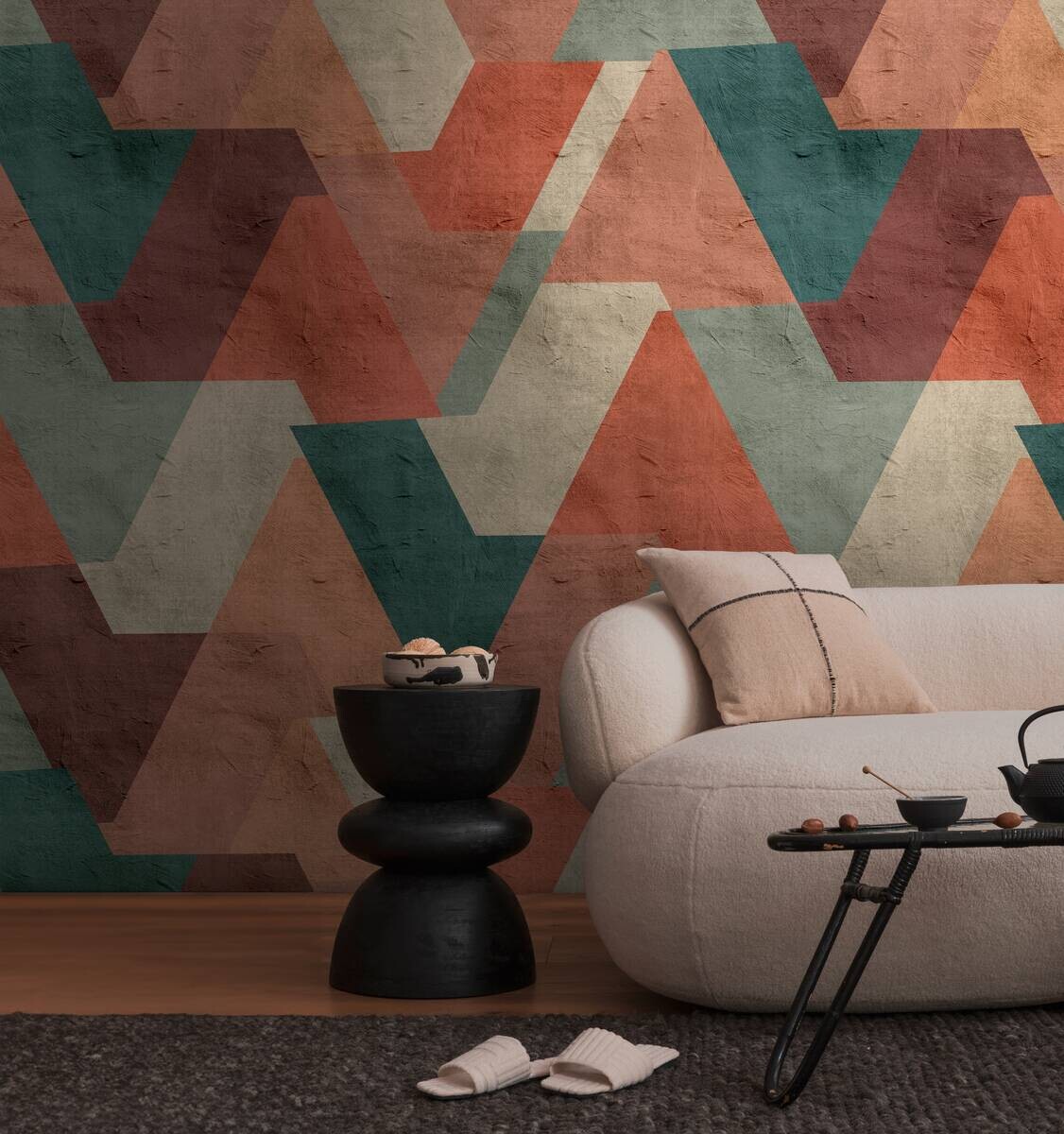 Livingwalls Fototapete Retro Design orange petrol grün B/L: ca. 280x159 cm