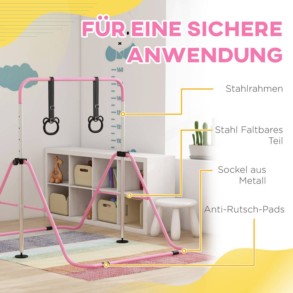 HOMCOM Kinderturnstange rosa B/H/L: ca. 105x128x148 cm