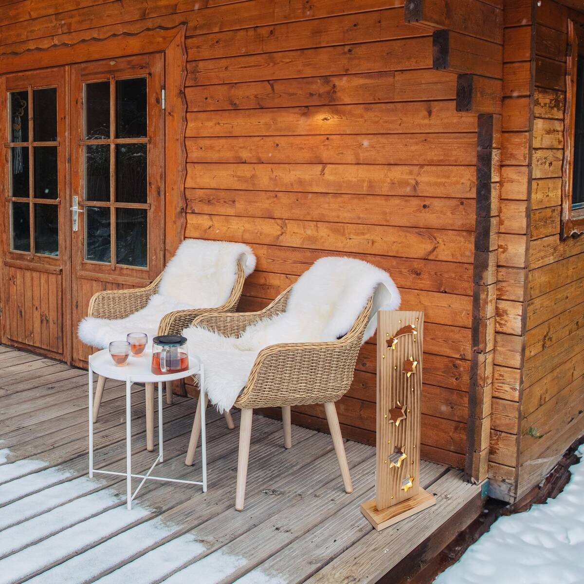 Näve Leuchten LED-Dekoleuchte natur Holz B/H/T: ca. 11x60x21,5 cm