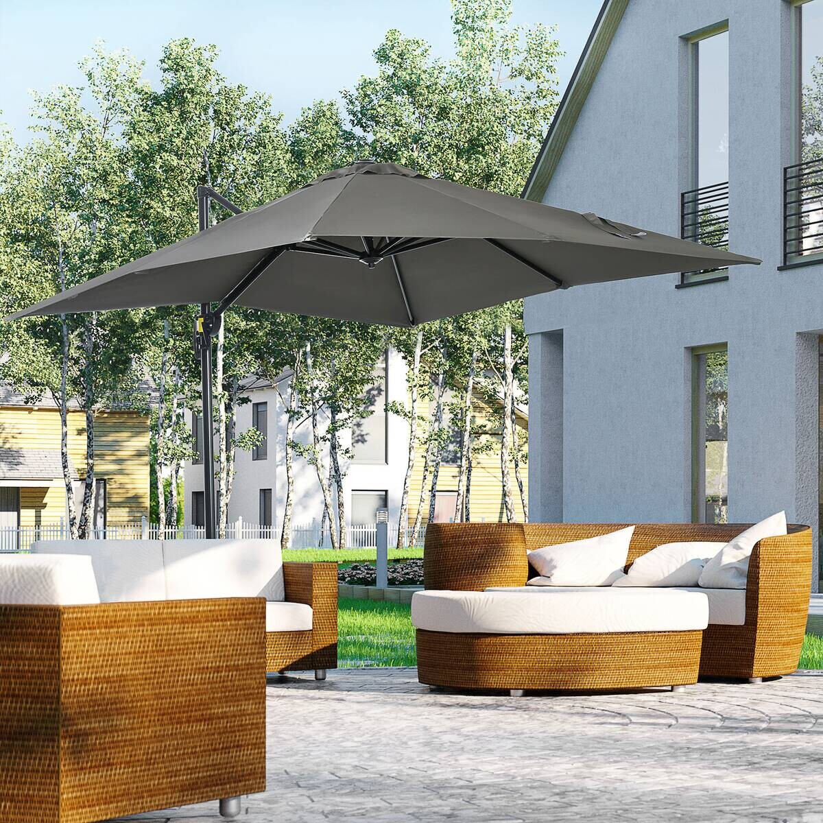Outsunny Sonnenschirm grau Polypropylen B/H/L: ca. 245x245x245 cm