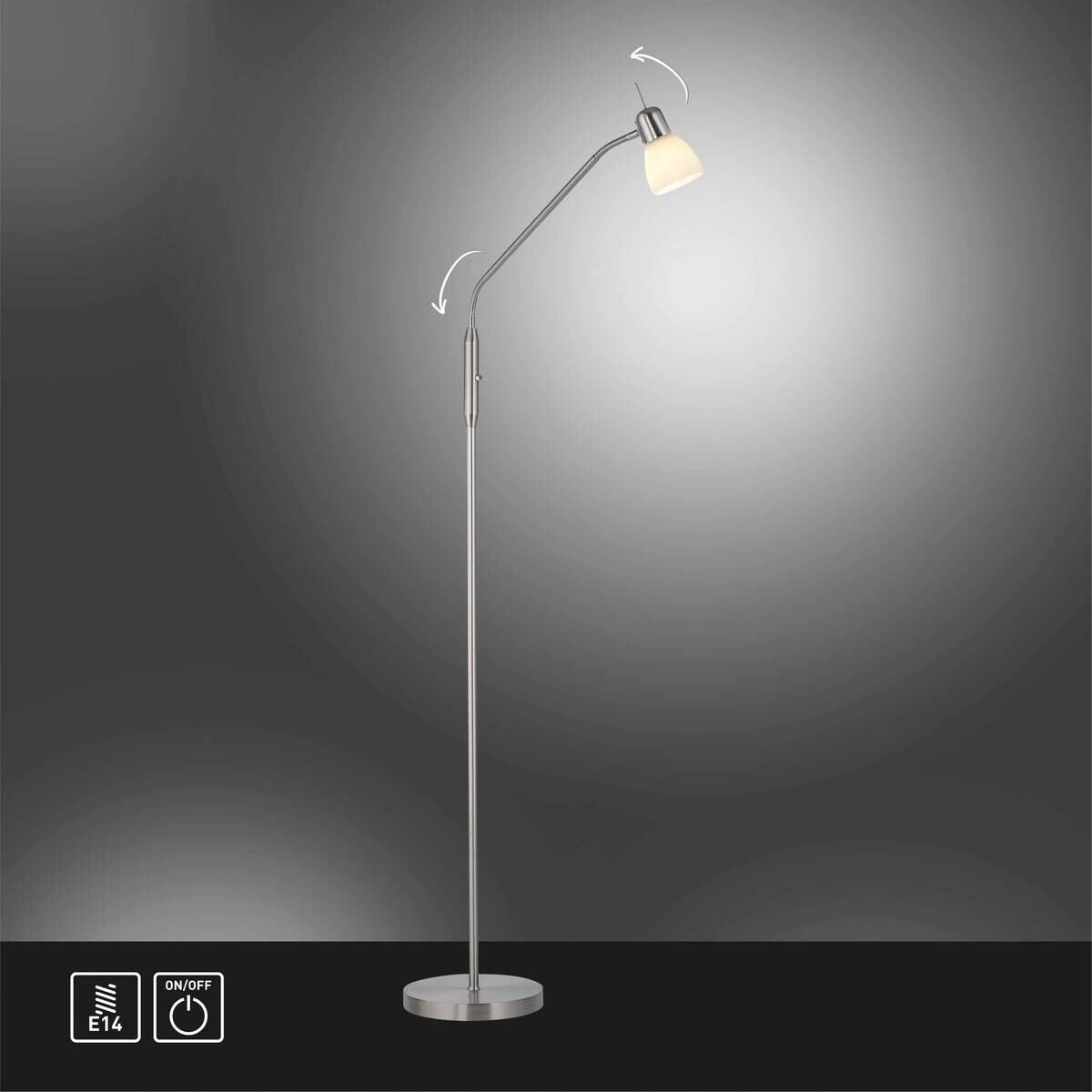 Just Light Stehleuchte Karo Stahl Aluminium Kunststoff Glas B/H/L: ca. 60x160x60 cm E14 1 Brennstellen