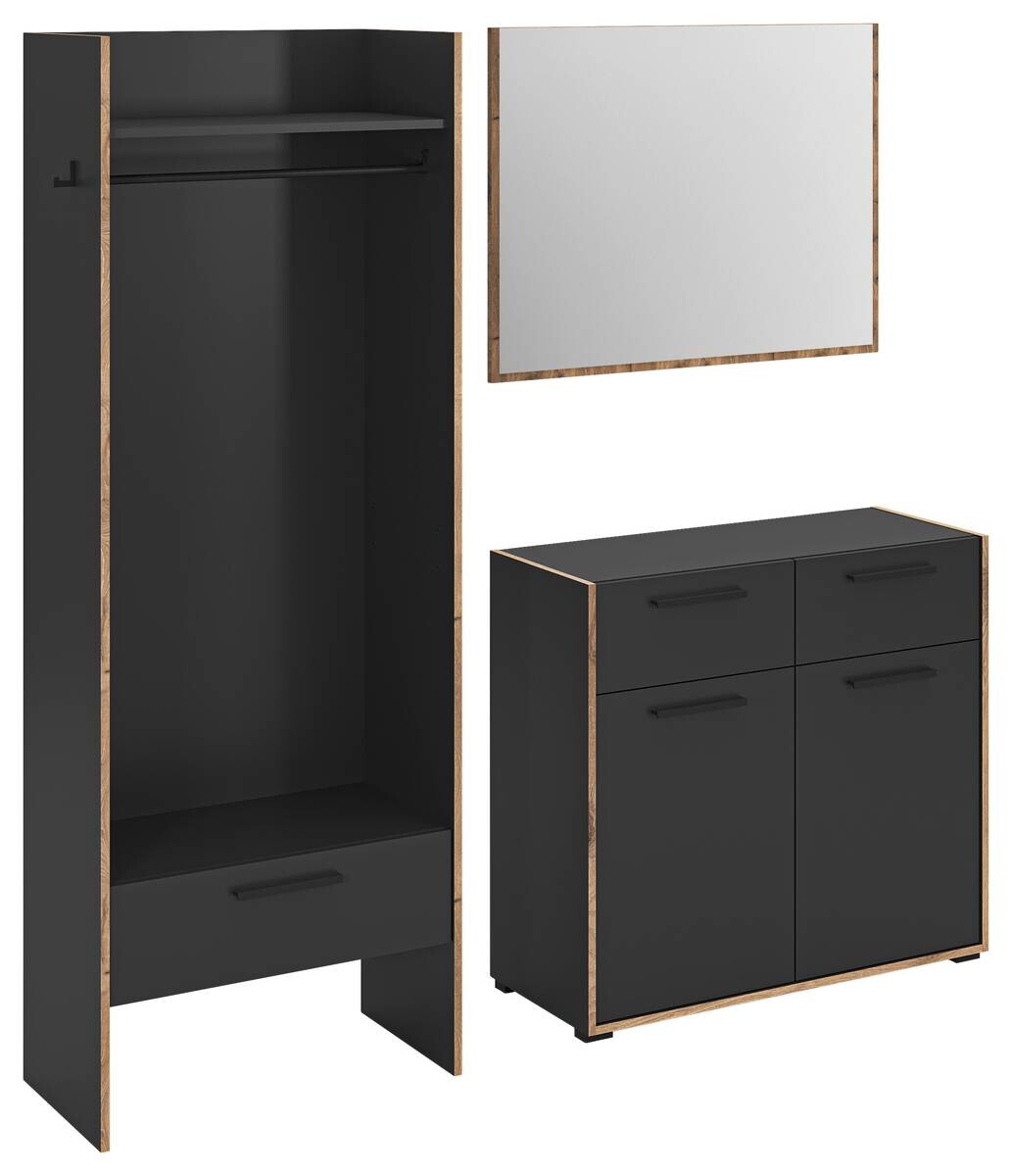 Garderobe Bueno Basalt Nox Oak Nachbildung B/H/T: ca. 180x189x37 cm