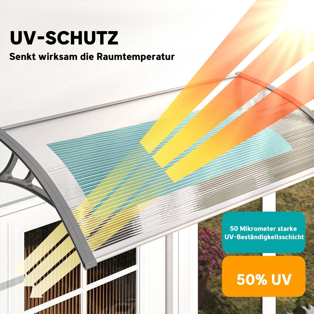 Outsunny Pultvordach transparent grau B/H/L: ca. 60x18x110 cm
