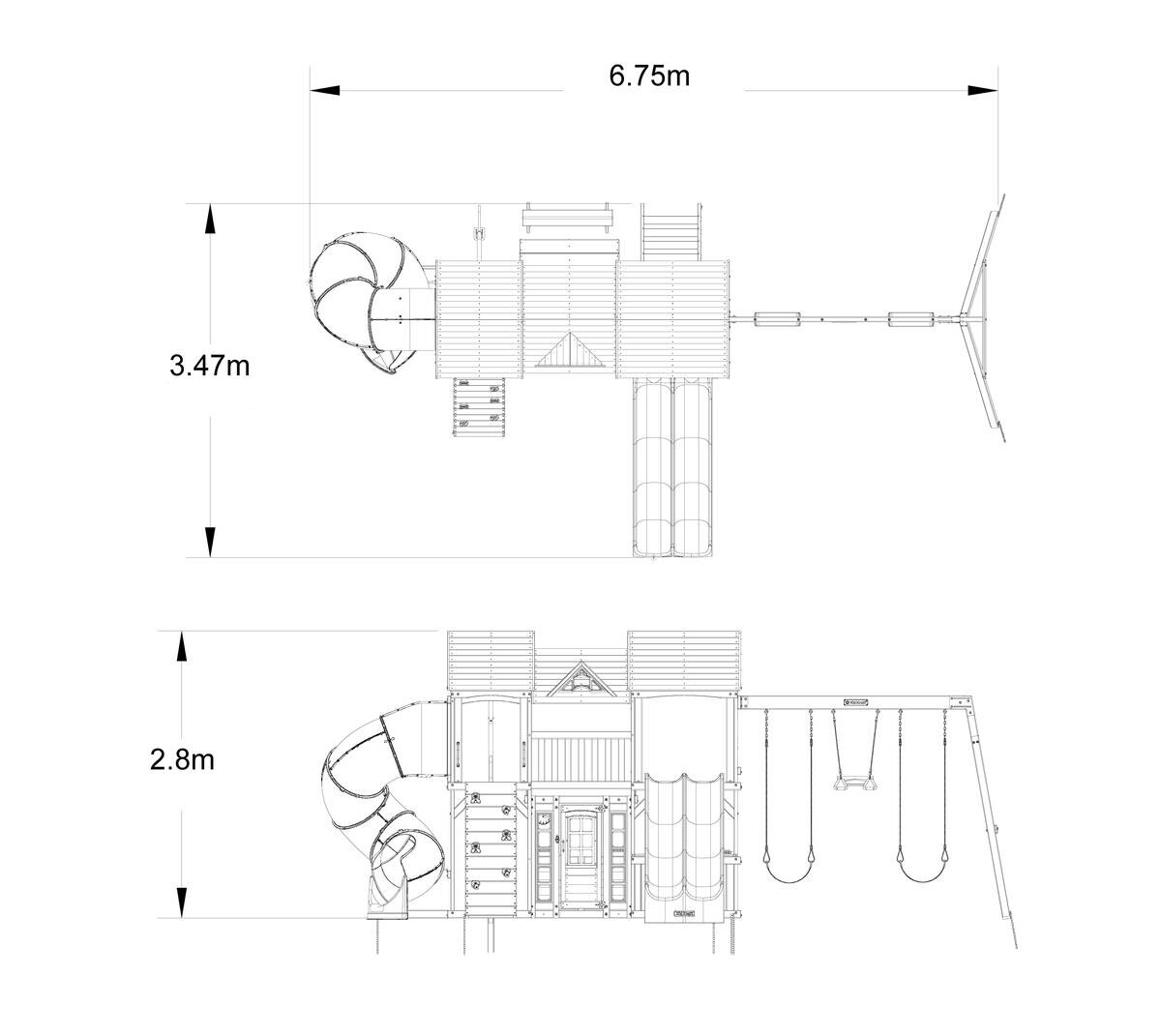 Zwerkules Spielturm Bolzo natur B/H/L: ca. 675x280x347 cm