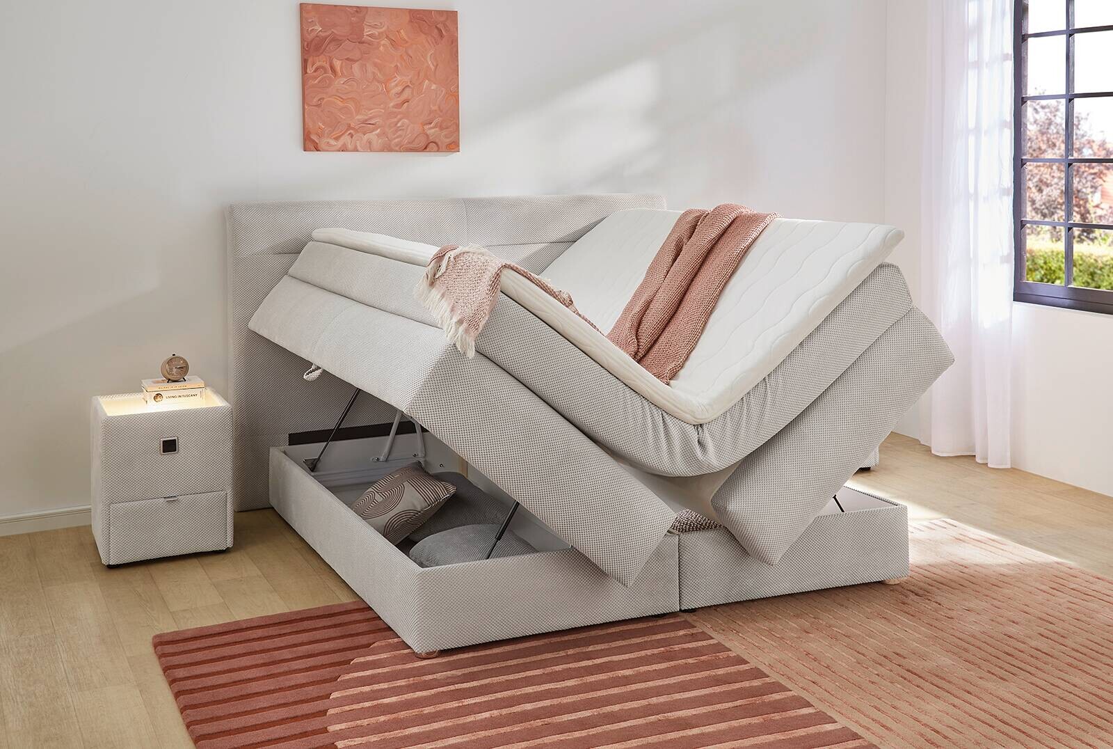 Boxspringbett hellgrau Liegefläche B/L: ca. 180x200 cm