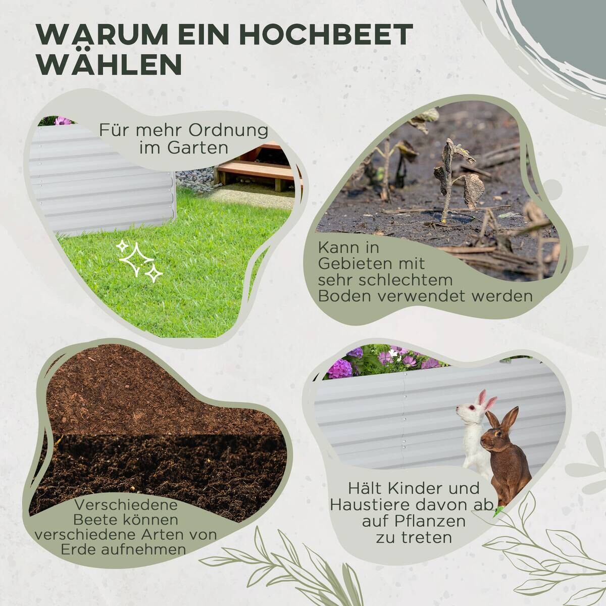 Outsunny Hochbeet hellgrau Stahl B/H/L: ca. 90x59x180 cm