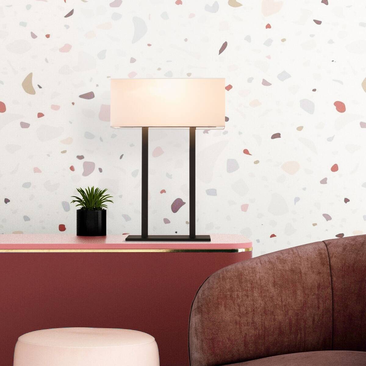 Opviq Tischleuchte weiß schwarz Eisen B/H/L: ca. 15x52x35 cm E27 1 Brennstellen