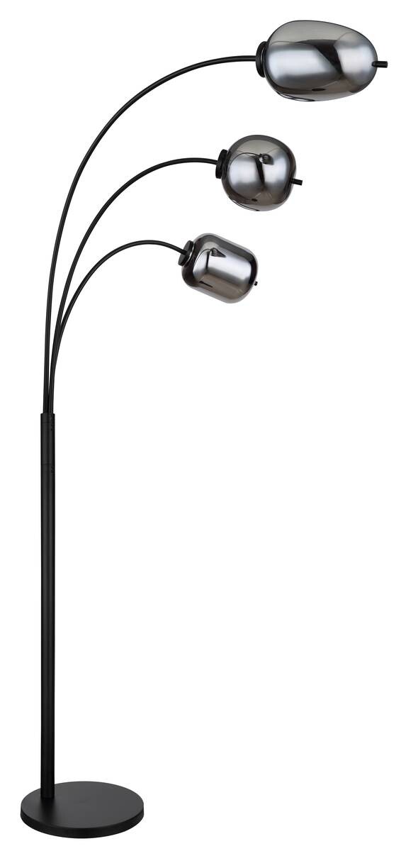 GLOBO Stehlampe Blacky mattschwarz Metall Glas B/H/T: ca. 60x175x80 cm 3 Brennstellen