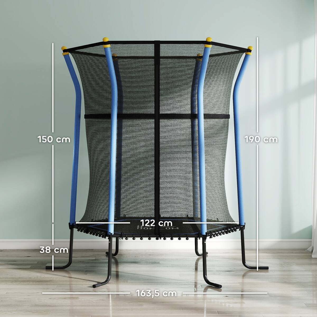 HOMCOM Kindertrampolin blau B/H/L: ca. 163,5x190x163,5 cm