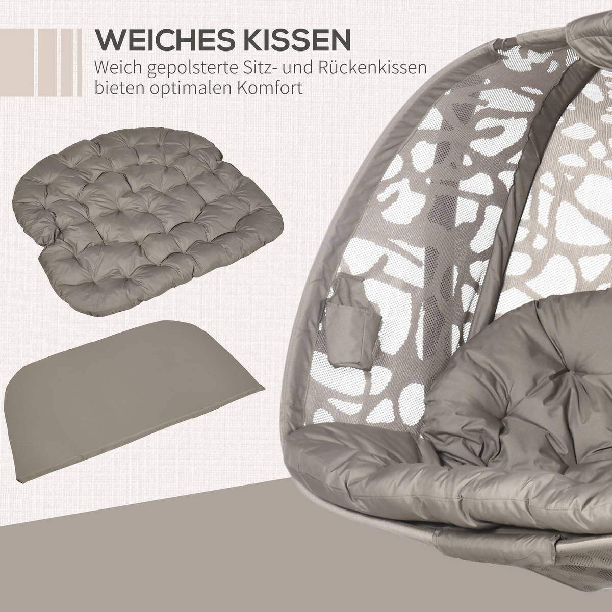 Outsunny Hängesessel mit Sitzkissen sand Polyester B/H/L: ca. 103x172x130 cm