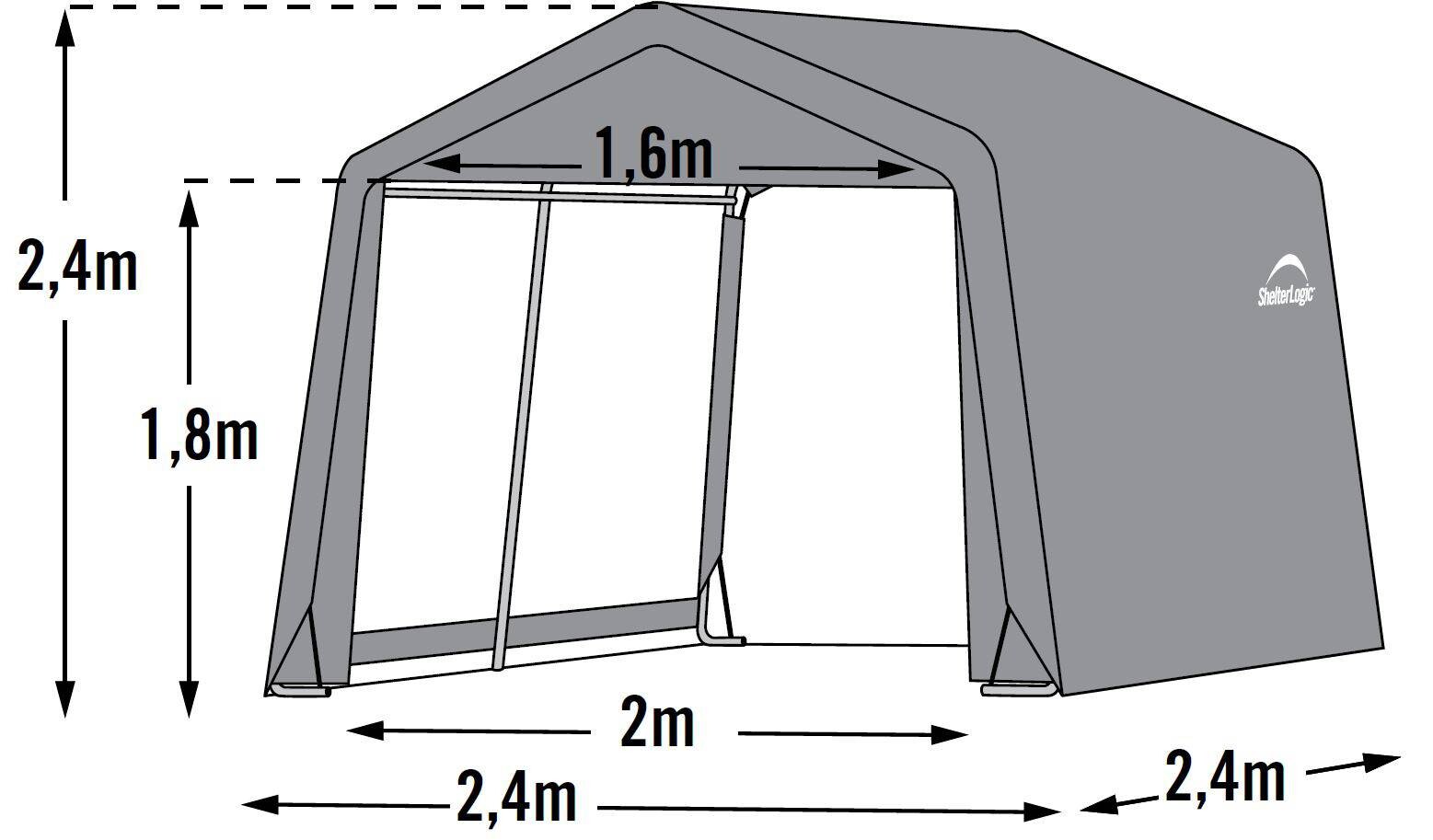 ShelterLogic Foliengerätehaus 5,76m² B/H/T: ca. 240x240x240 cm