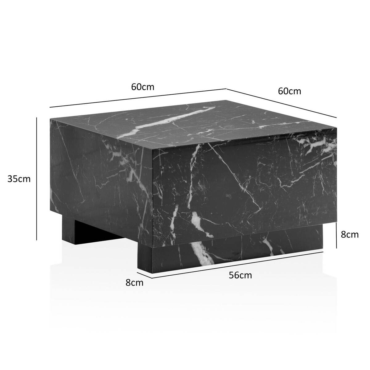 Wohnling Couchtisch schwarz Marmor B/H/T: ca. 60x35x60 cm